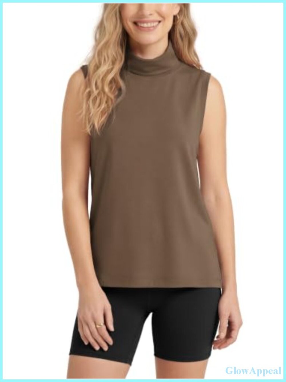 Modal Soft Mock Neck Sleeveless Sweater Tank Top High Low Hem Women's